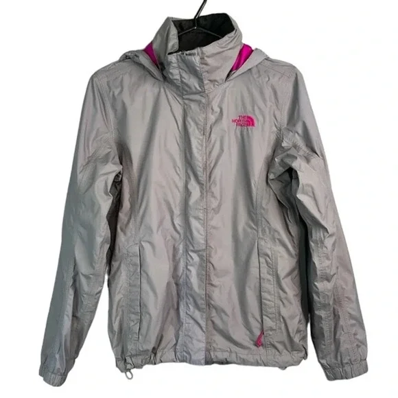 THE NORTH FACE HyVent Grey Pink Waterproof Nylon Rain Hood Jacket Gorpcore S - Picture 16 of 16
